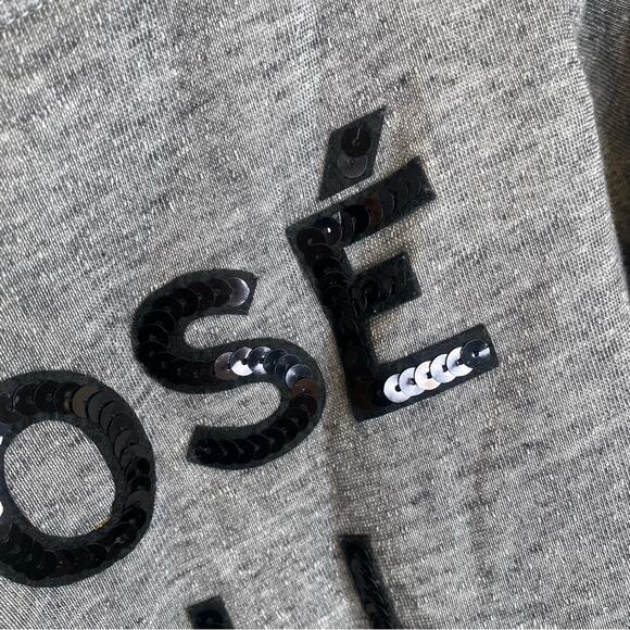 Betsey Johnson Rose all Day sequin gray sweatshirt - Picture 3 of 7